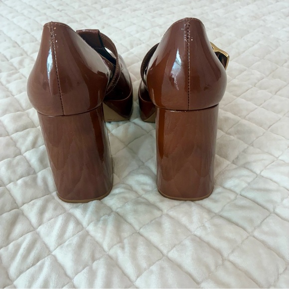Vince Camuto Marocean Brown Patent Leather Platform Mary Jane Heels 7.5 New - Picture 8 of 11
